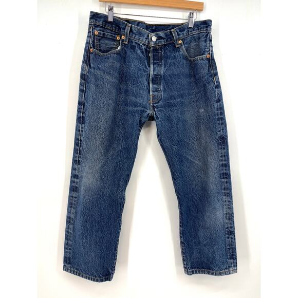 Levi's 501 Men's 36/25 Button Fly Blue Straight Leg Classic Jeans - Picture 1 of 6